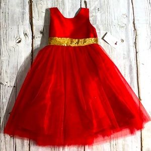 Kid’s Gold and Red Christmas Dress